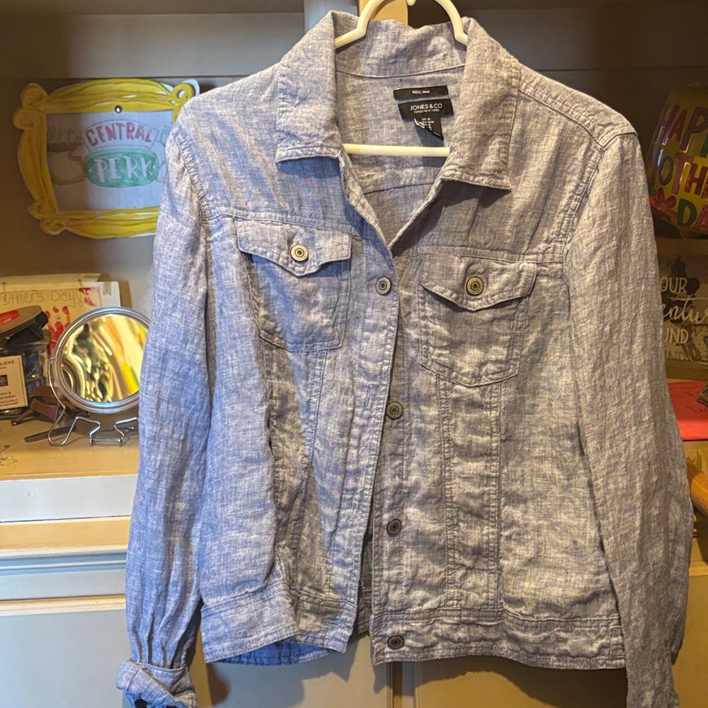 Jones New York Light Blue Linen Shirt
